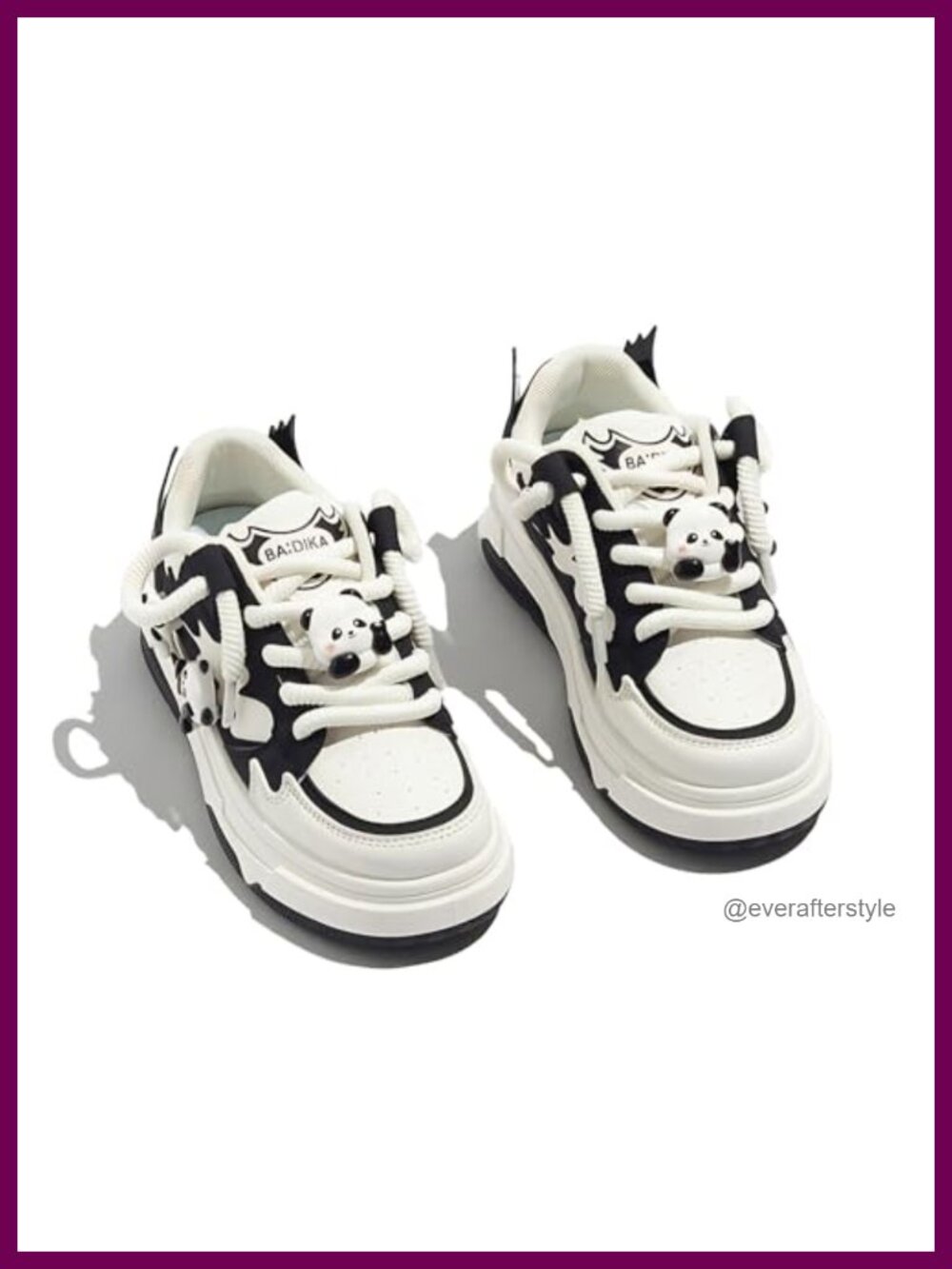 Cute Panda Platform Sneakers Y2K Soft Comfortable Non-Slip Women's Walking Shoes